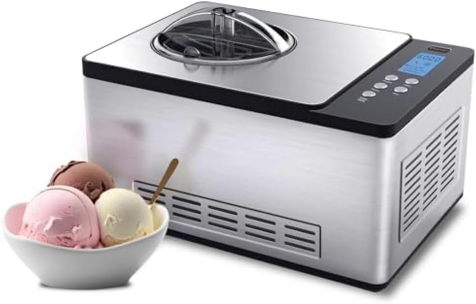 Whynter Ice Cream Maker Machine Automatic 2.1 Qt. with Built-In Compressor, LCD Digital Display & Timer, No Pre-Freezing, Stainless Steel