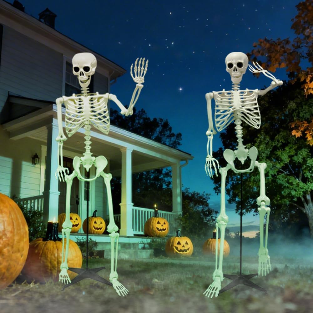 WODMAZ 7.9FT Halloween Giant Skeleton, Life Size Skeleton Full Body Realistic Bones with Movable Joints for Halloween Spooky (1PCS)