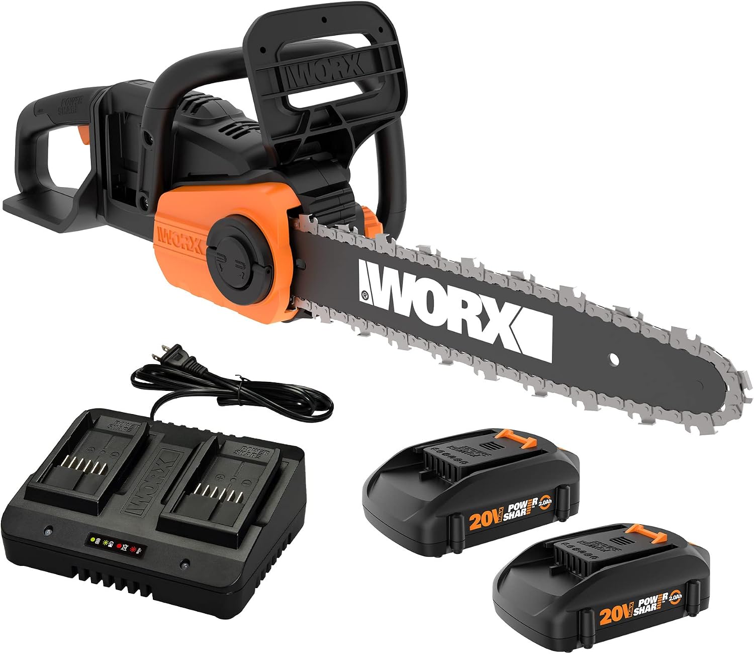 Worx 40V 14″ Cordless Chainsaw Power Share with Auto-Tension – WG384 (Batteries & Charger Included)