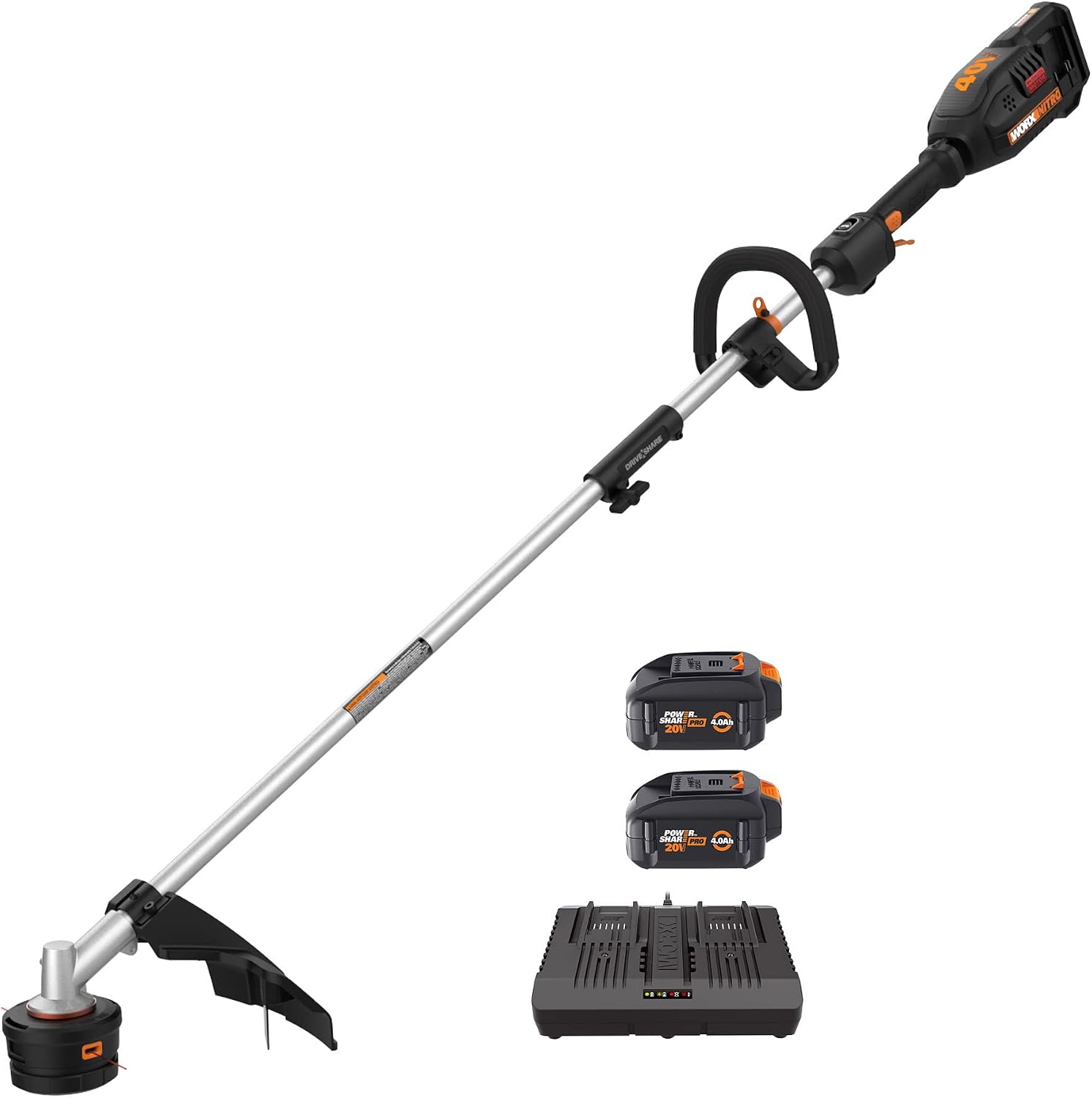 Worx Nitro WG186 40V Power Share PRO Attachment-Capable Driveshare 15″ Cordless String Trimmer (Batteries & Charger Included)