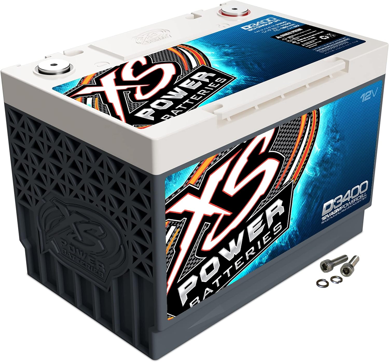 XS Power D3400 3300 Amp AGM Battery with M6 Terminal Hardware