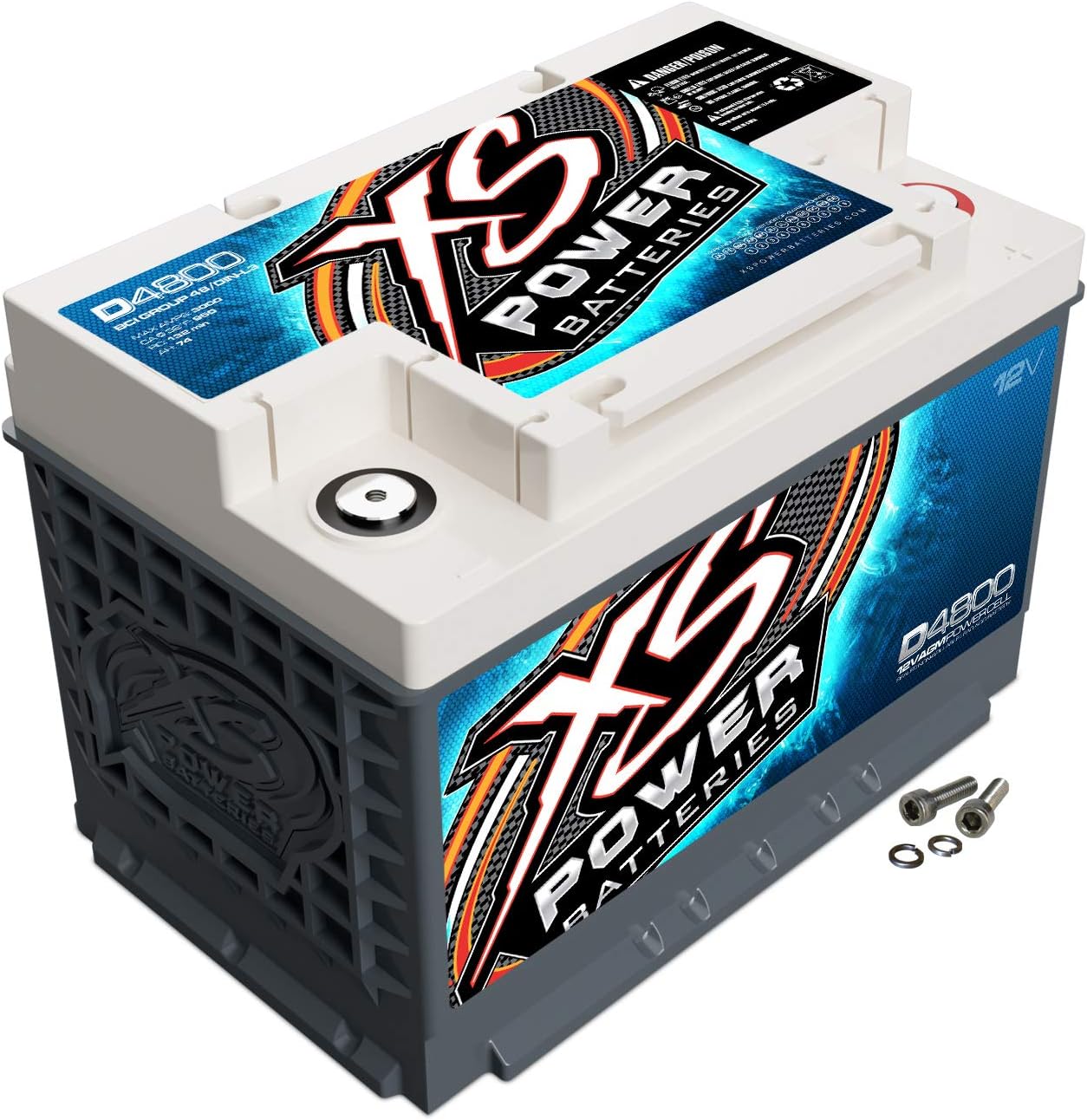 XS Power D4800 3000 Amp AGM Battery with M6 Terminal Hardware – 12 Volt 72Ah 950CA Deep Cycle AGM Powercell