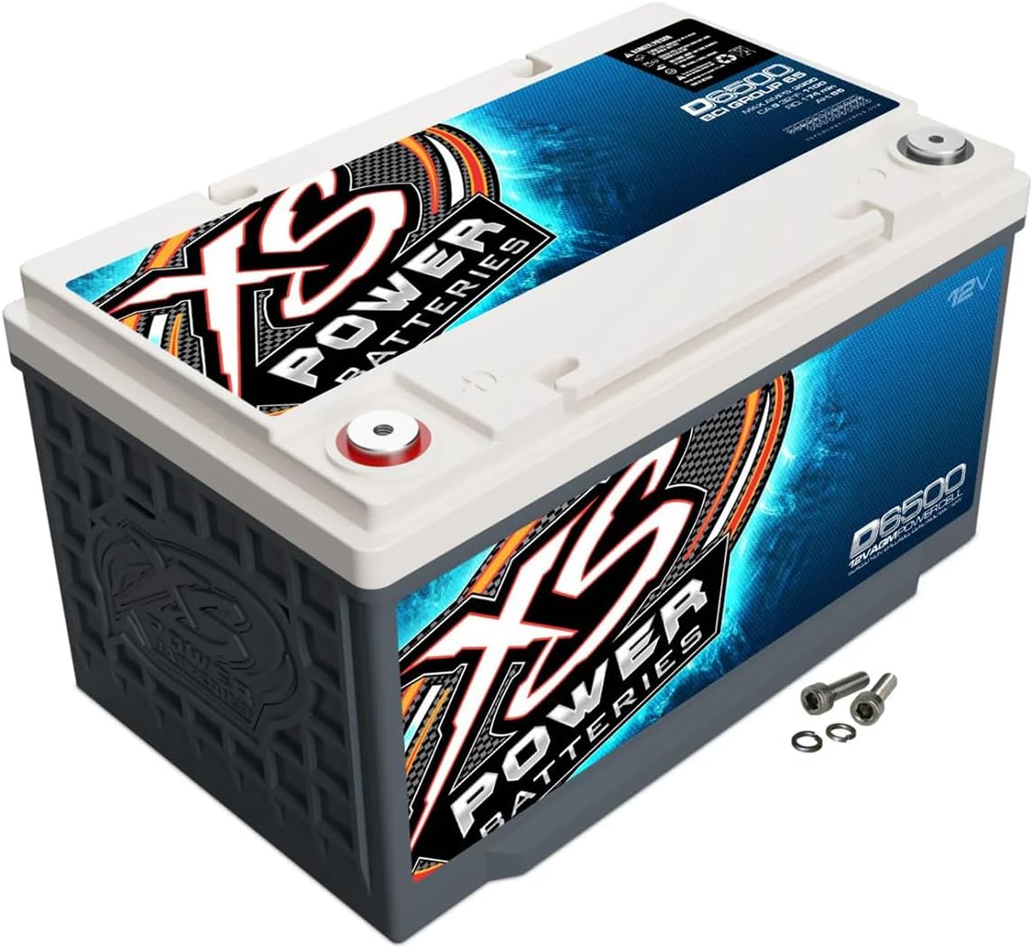 XS Power D6500 12V 86Ah AGM Battery – 3800A, 1100CA Deep Cycle Powercell with M6 Terminals for Car Audio & Electronics, Maintenance-Free