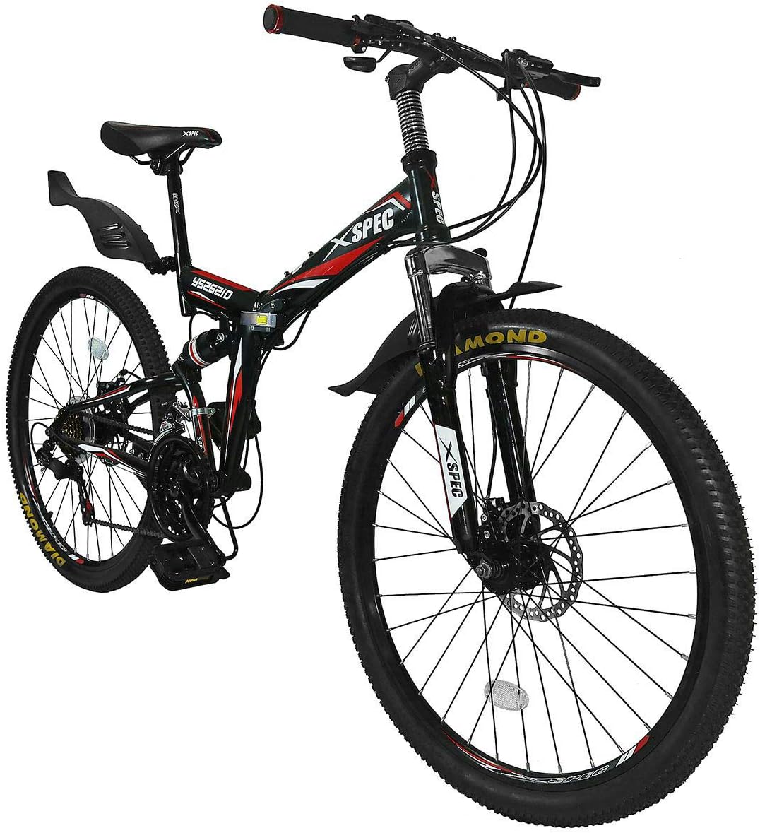 Xspec 26″ 21 Speed Folding Mountain Bike Bicycle Trail Commuter for Adults