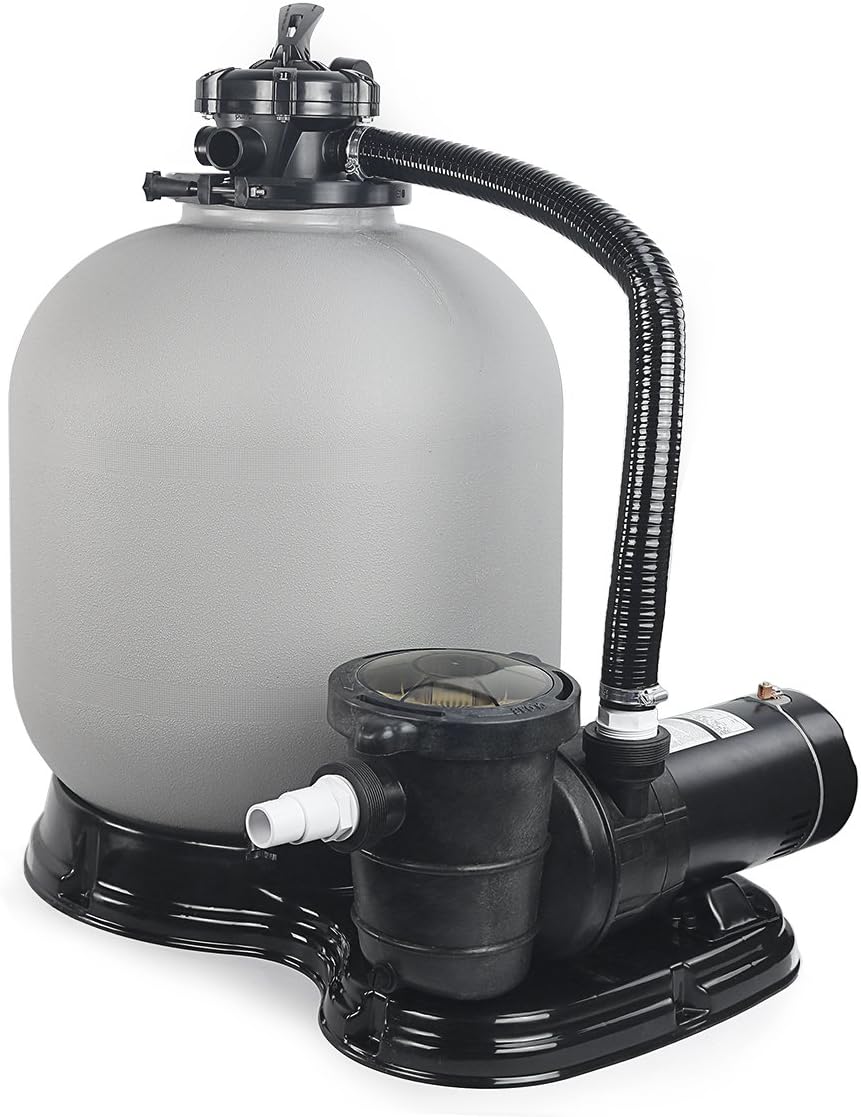 XtremepowerUS 19″ inch Sand Filter with Above Ground Pool Pump 1.5HP / 4500GPH Media System, 5-Way Valve