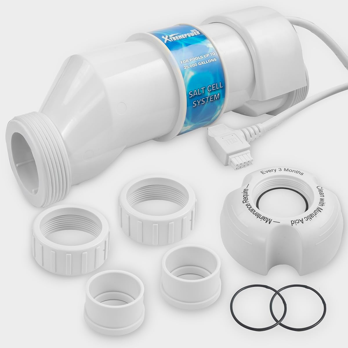 XtremepowerUS Universal Salt Cell up to 25,000 Gallons Chlorination Cell Plate Salt Cell for In-Ground Swimming Pool with Cleaning Stand