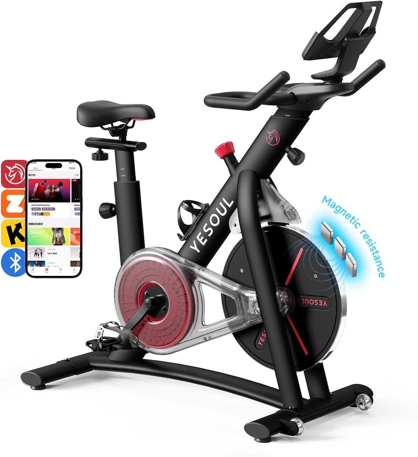 Yesoul Smart Exercise Bike, Magnetic Stationary Indoor Cycling Bike w/Tablet Mount, Quiet Home Gym Workout Bike