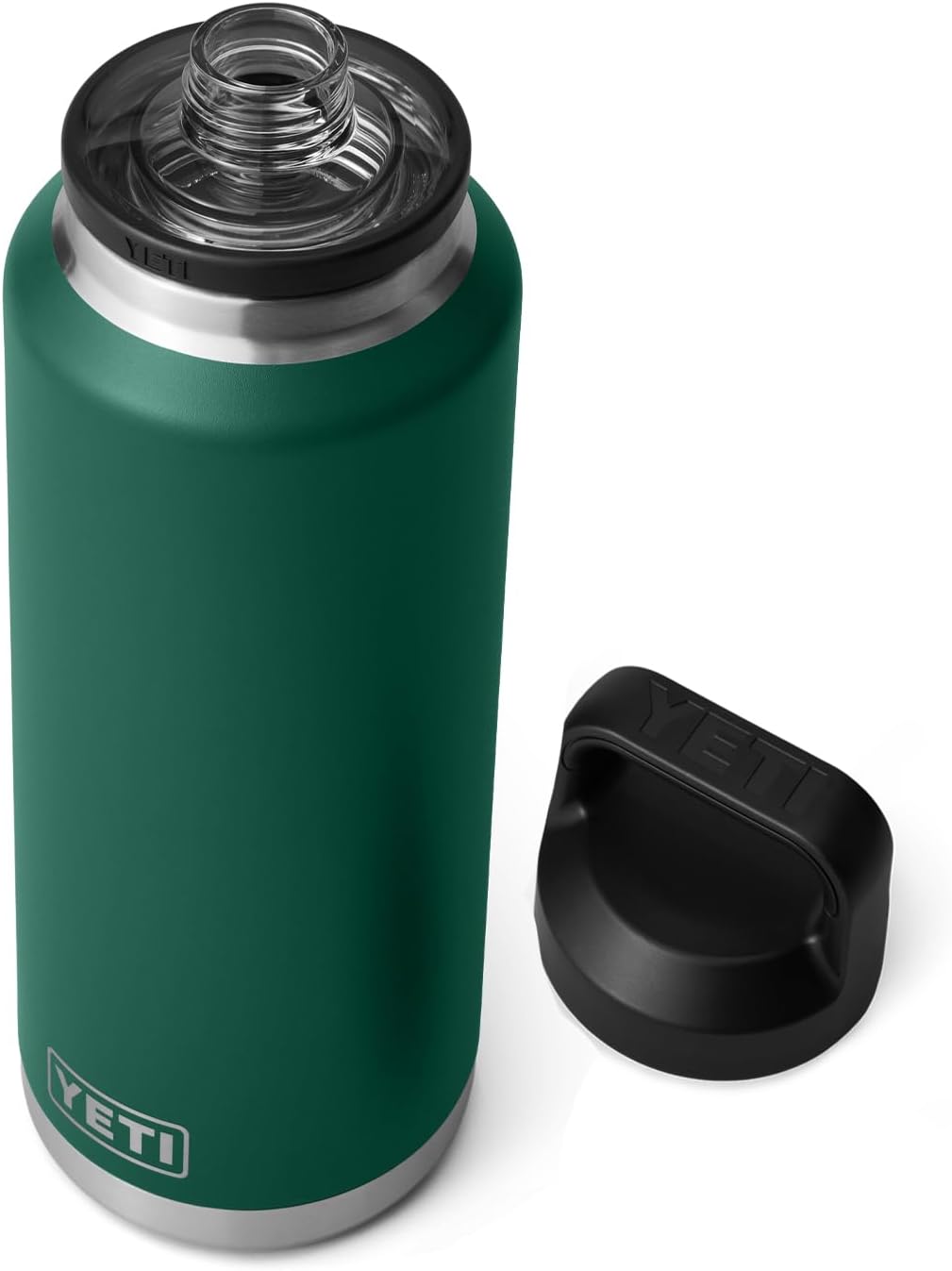 YETI Rambler 46 oz Bottle, Vacuum Insulated, Leakproof, Stainless Steel with Chug Cap – Black Forest Green