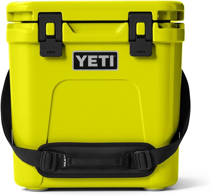 YETI Roadie 24 2.0 Hard Cooler with DoubleDuty Shoulder Strap and Drain Plug – Firefly Yellow