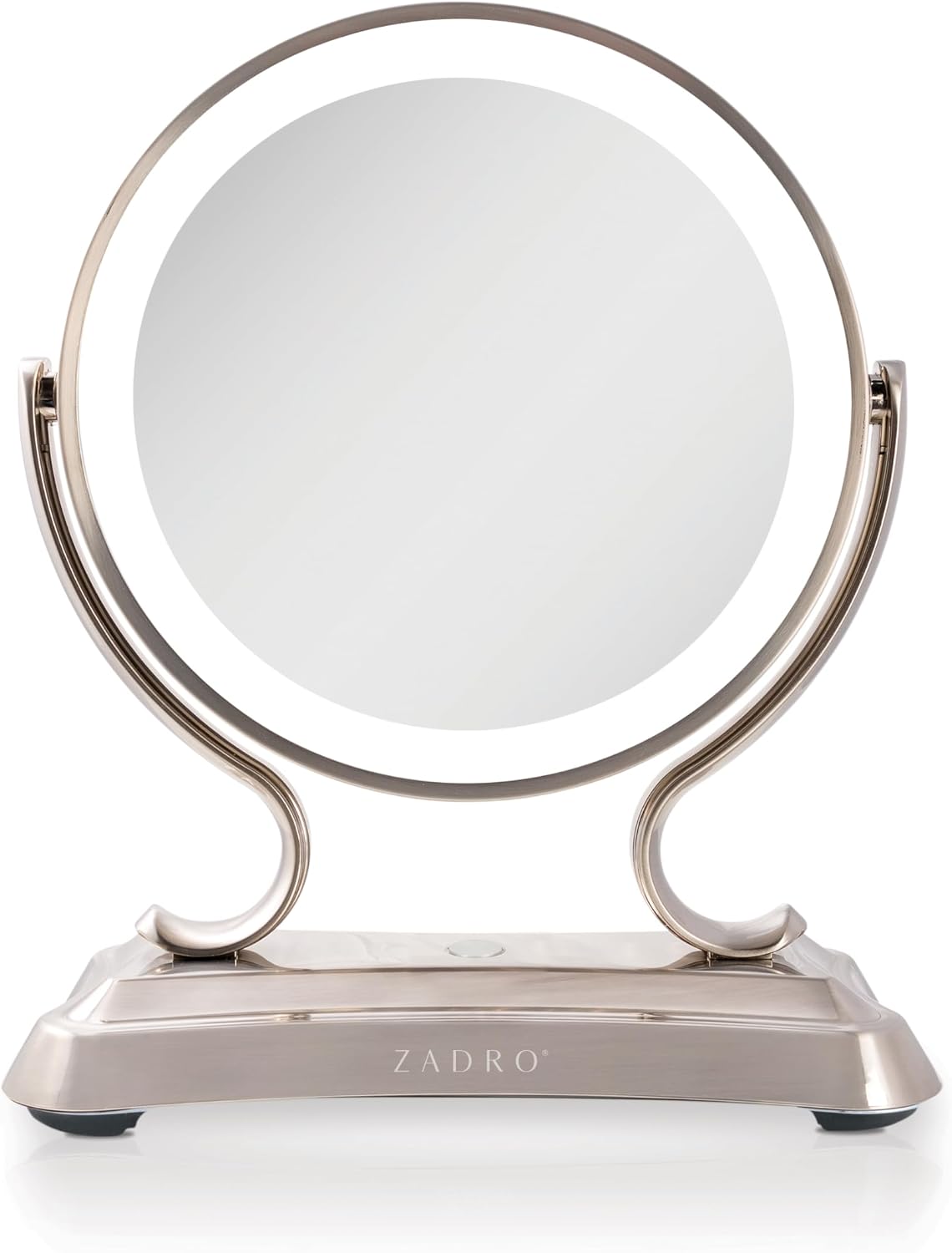 Zadro 12” Glamour LED Makeup Mirror – XL 5X/1X Magnification, Touch Control Lighted Vanity Mirror, Satin Nickel