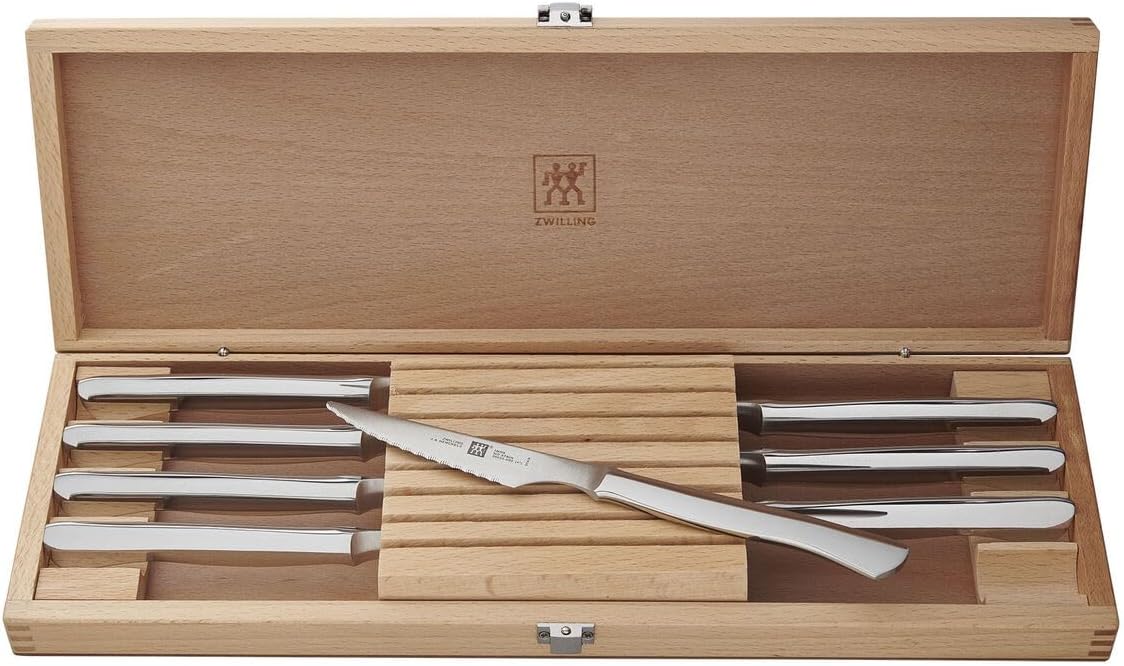 ZWILLING 8-pc 4.5″ Stainless Steel Steak Knife Set with 16.5″ x 6″ Case