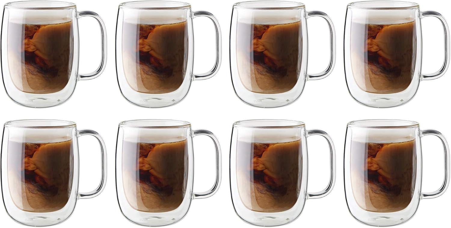ZWILLING Sorrento Plus 8-pc Double-Wall Glass Coffee Mug Set