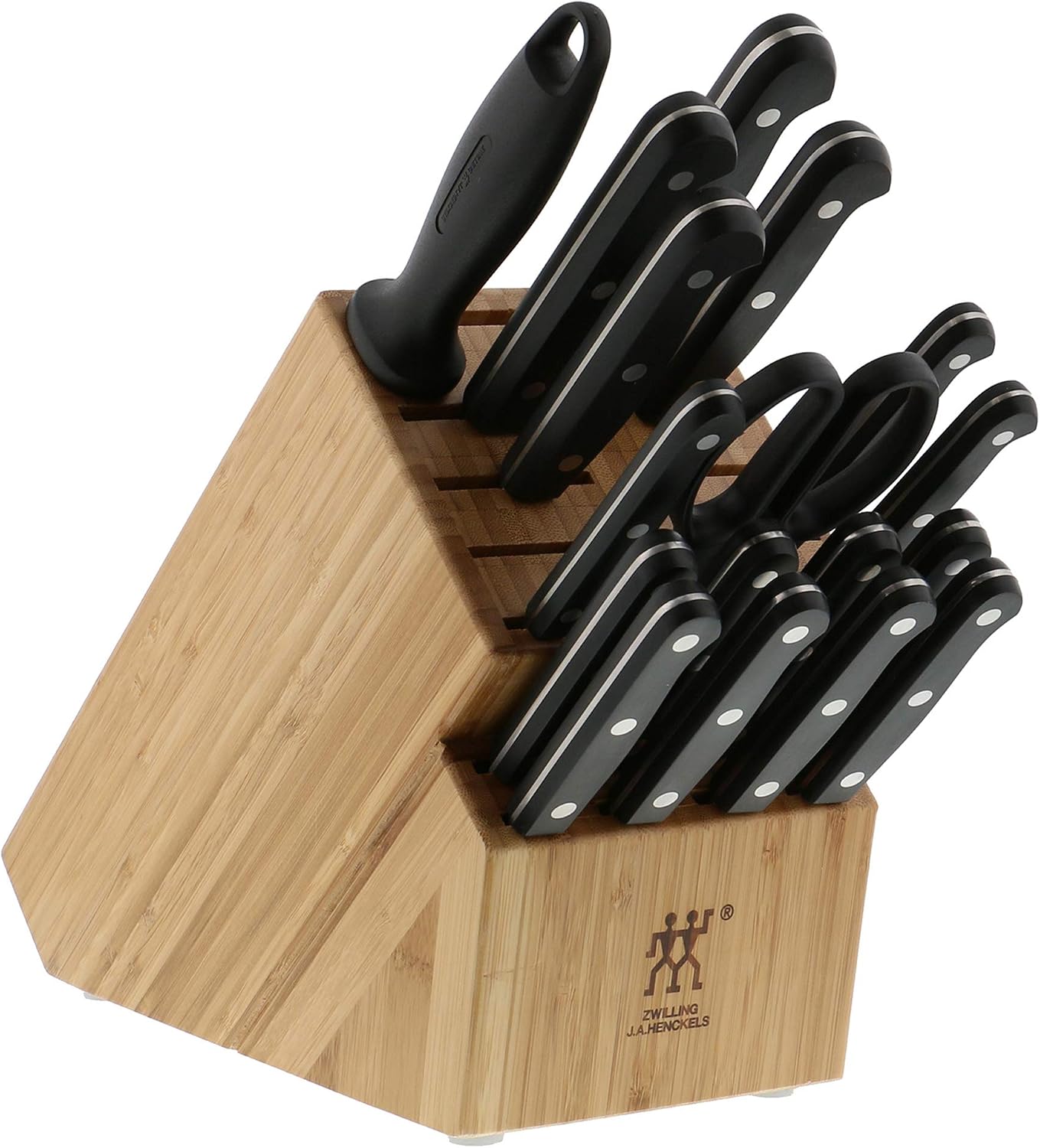 ZWILLING Twin Gourmet Classic 18-pc Knife Block Set, German Stainless Steel, 3 Rivet Handle, No-Stain, Includes Shears Honing Steel, Made in Spain